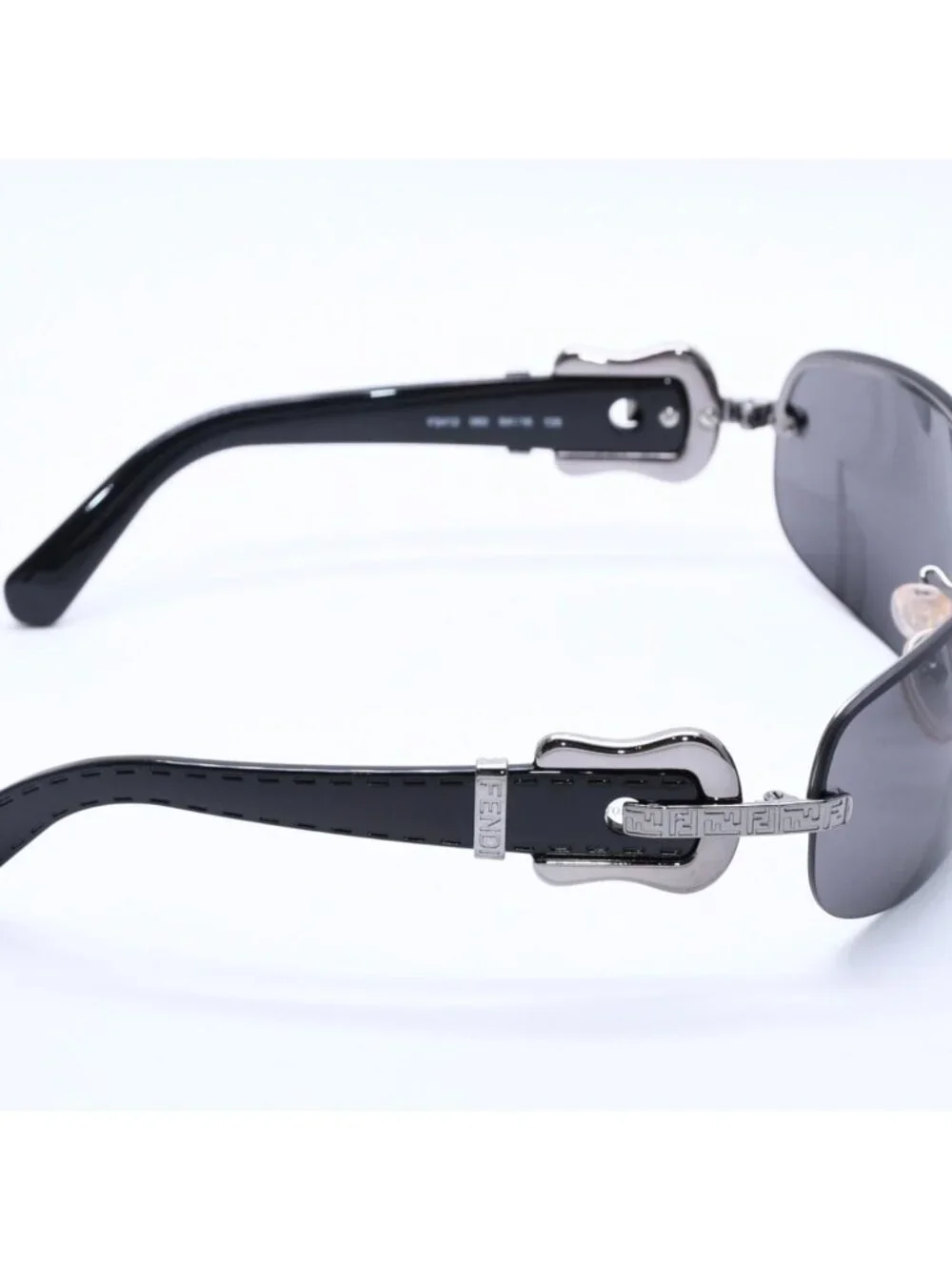 Fendi Half Rim Sunglasses Eyewear 060 Belt Temple Black